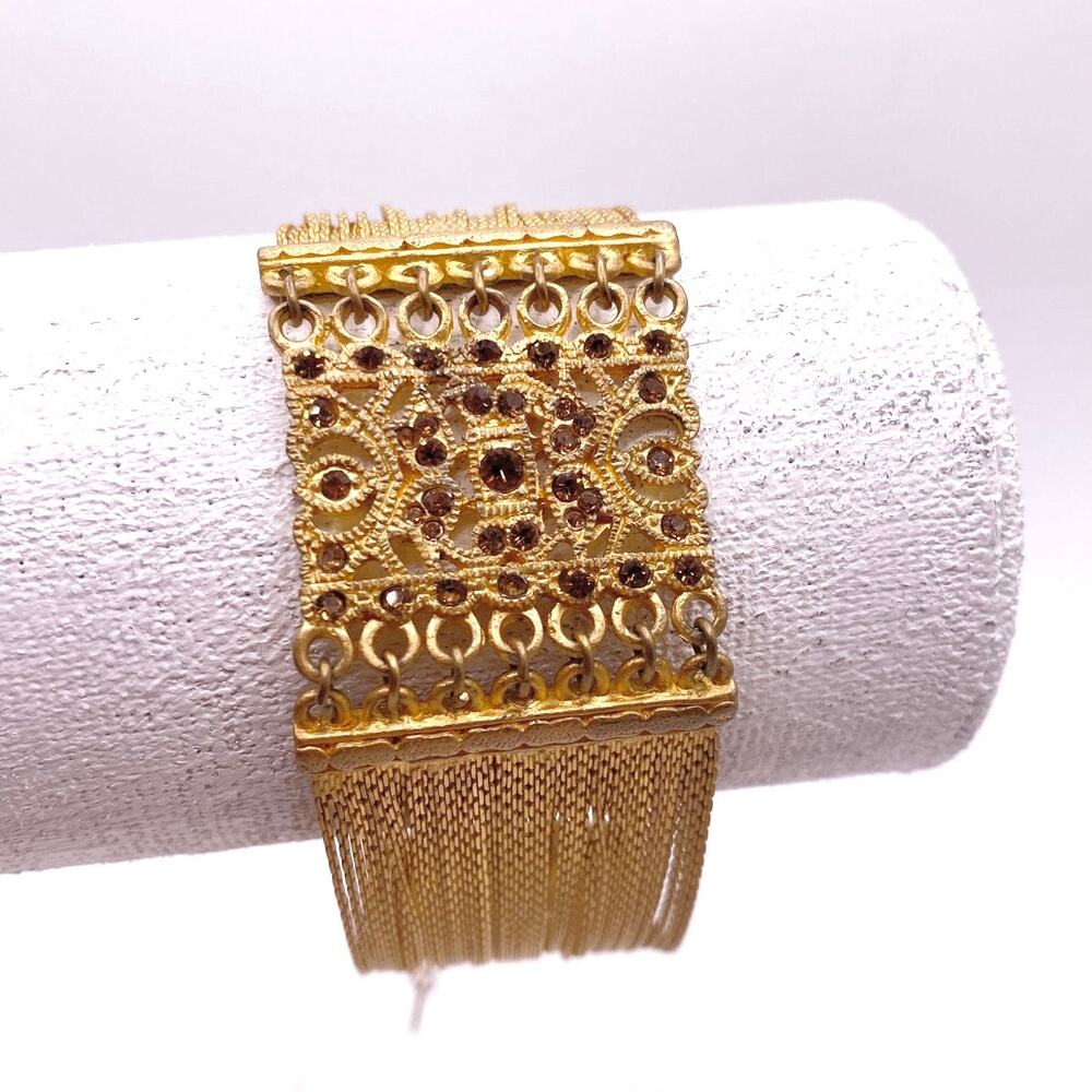 VCLM Signed Vintage Gilded Brass Multi Chain Adjustable Bracelet